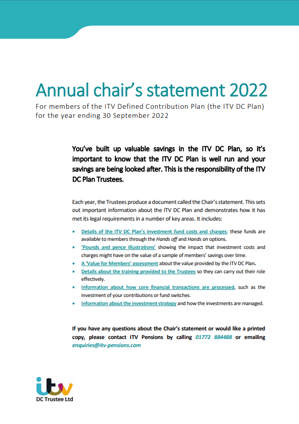 ITV DC Plan Chair's Statement 2022